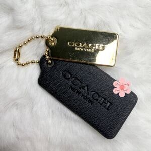 1.5" COACH Black Gold Hang Tag Key Fob Bag Charm Set